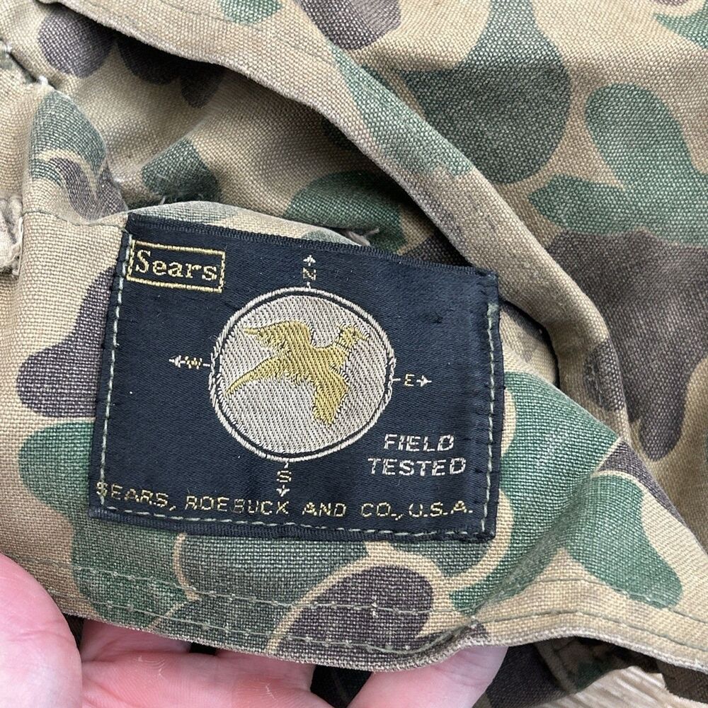 Vtg 60s Sears Roebuck Duck Camo Field Tested Hunting Jacket Talon Zip L Reverse - Picture 3 of 16